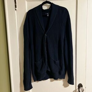 GAP Men's Navy Blue Cardigan Sweater, XXLT